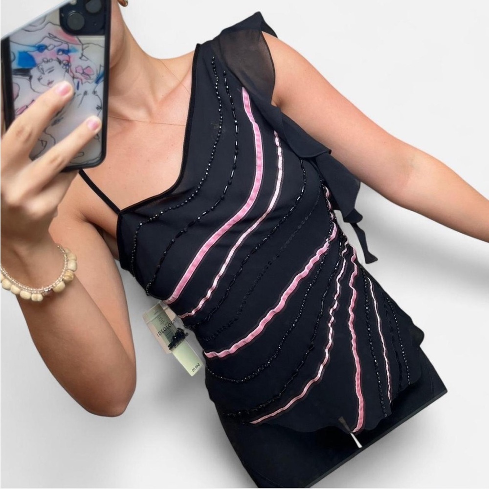 Vintage beaded ruffle top NWT